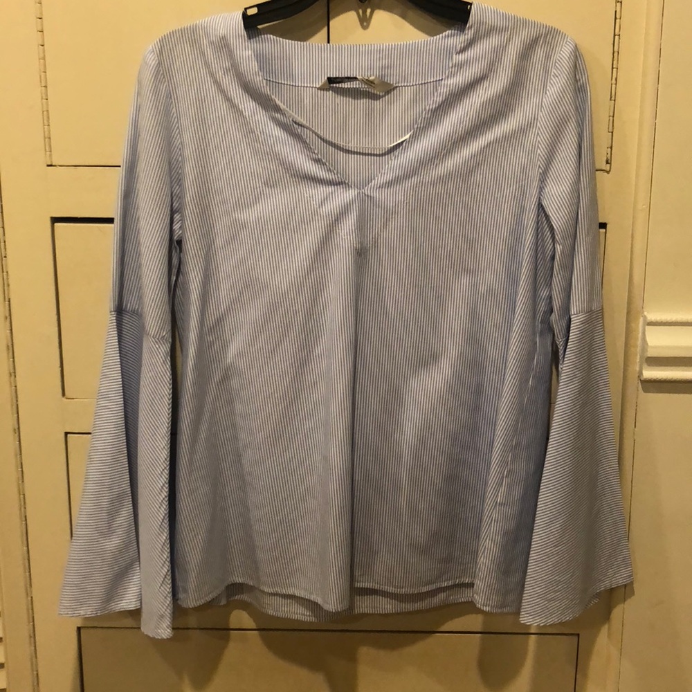 ZARA striped bell sleeve blouse XS